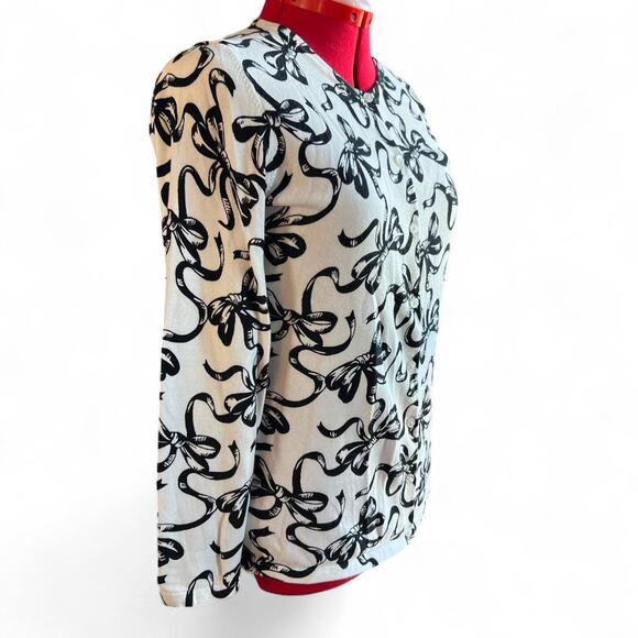 Black white bow print cardigan - Picture 2 of 8